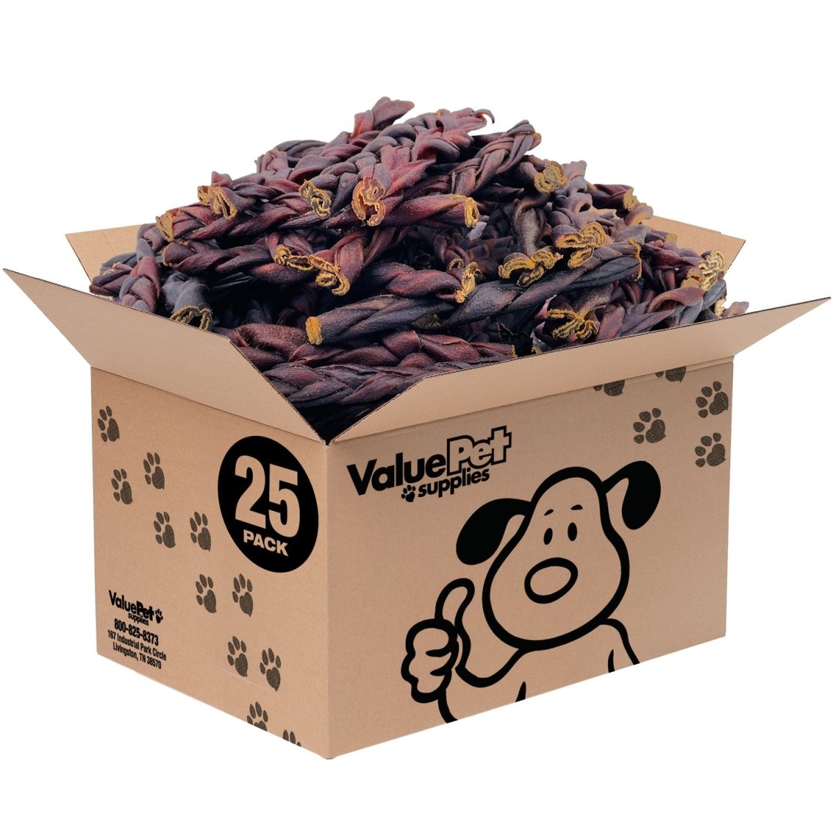 ValueBull USA Collagen Braids, Medium 5 - 6 Inch, 25 Count BULK PACK - ValuePetSupplies