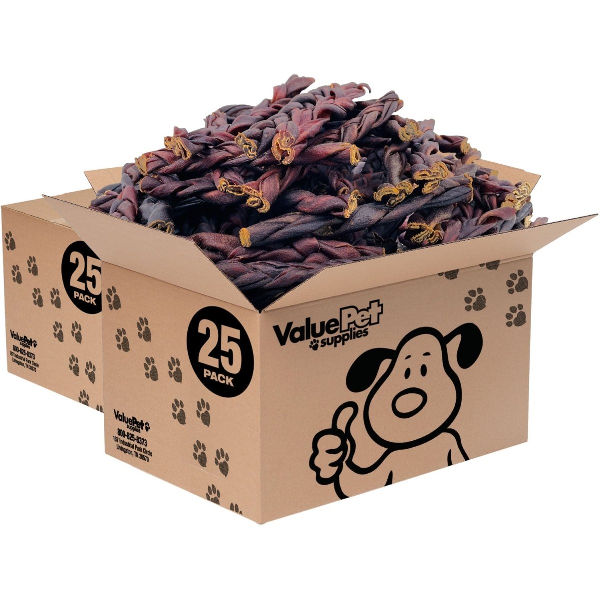 ValueBull USA Collagen Braids, Medium 5 - 6 Inch, 50 Count BULK PACK - ValuePetSupplies