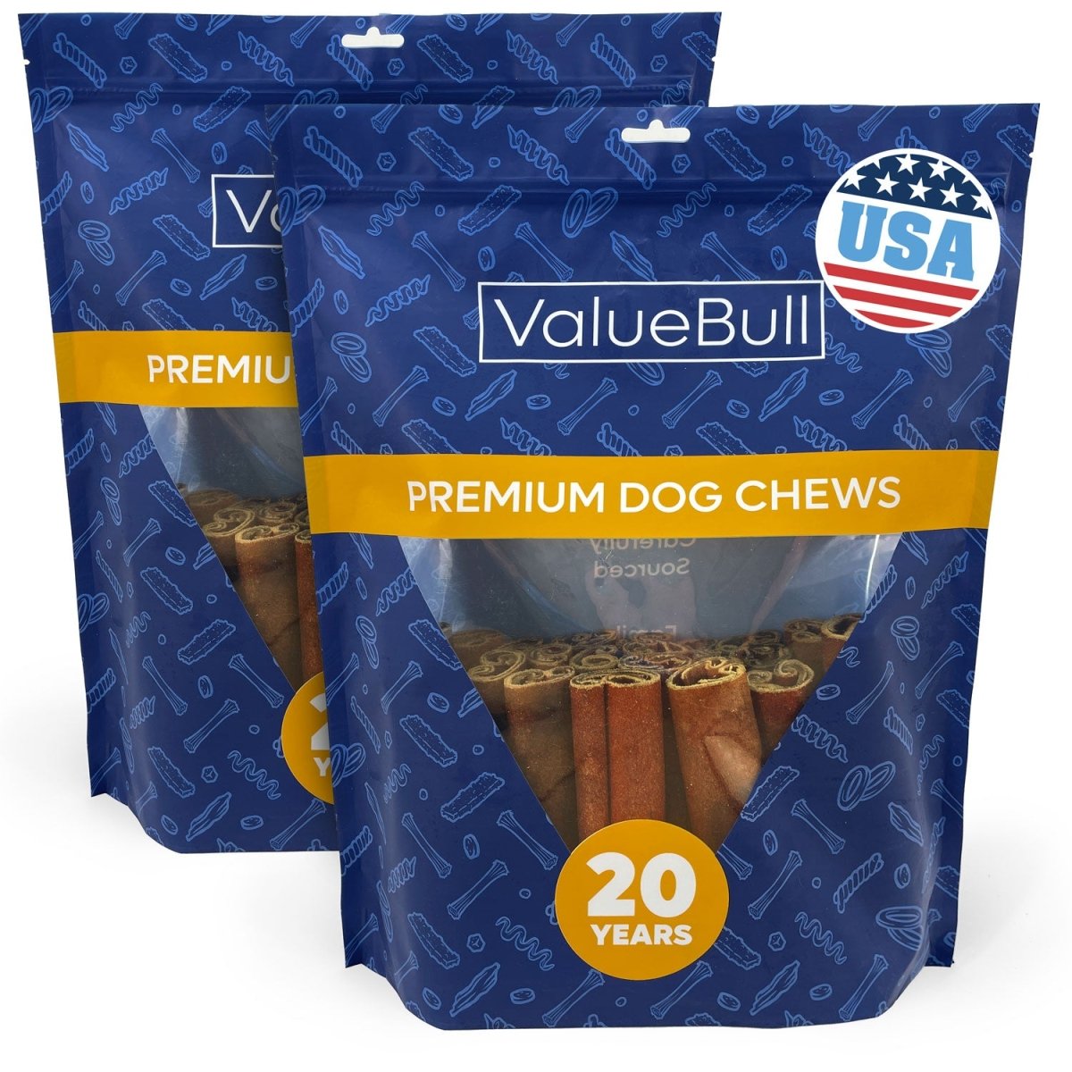 ValueBull USA Collagen Sticks for Dogs, 6 Inch Super Jumbo Chews, Natural Long - Lasting Dog Treats, 50 Count - ValuePetSupplies