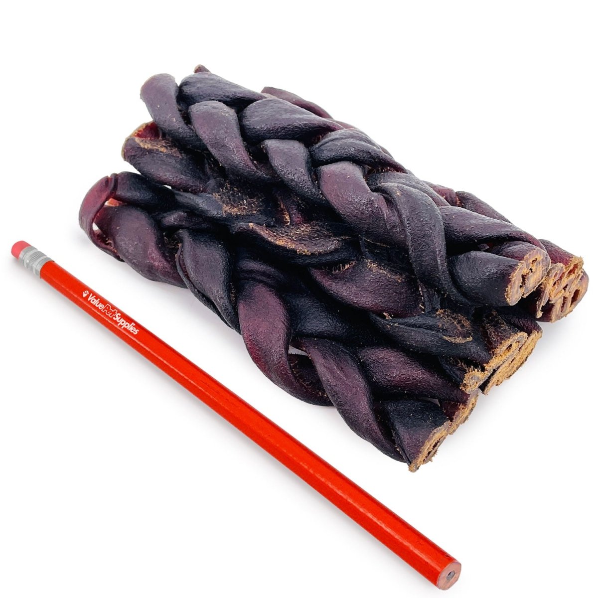 ValueBull USA Collagen Braid Beef Large Dog Chews, Thick 6 Inch 25 Count - Thick - 25 Braids