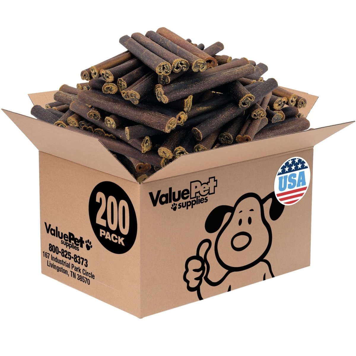 ValueBull USA Collagen Sticks for Dogs, 6 Inch Thick Chews, Natural Long - Lasting Dog Treats, 200 Count Bulk Pack - ValuePetSupplies