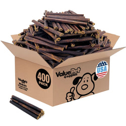 ValueBull USA Collagen Sticks for Small Dogs, 6 Inch Thin Chews, Natural Dog Treats, 400 Count Wholesale Pack - ValuePetSupplies