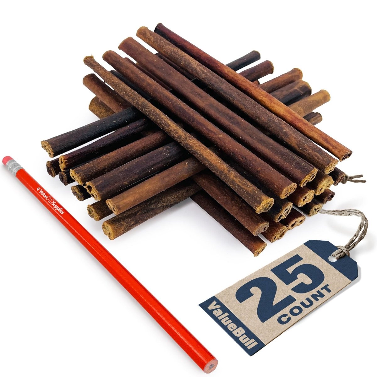 ValueBull USA Collagen Sticks For Small Dogs, Bully Sticks & Rawhide Alternative, Extra Thin 6 Inch, 25 Count - ValuePetSupplies