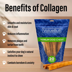 ValueBull USA Collagen Retriever Rolls, Dog Chews, Natural Beef, Chicken Infused, 9 Inch, 25 Count BULK PACK - ValuePetSupplies
