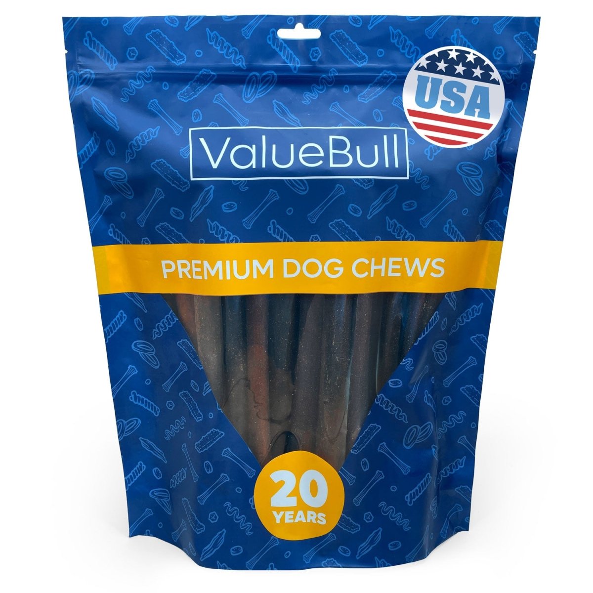 ValueBull USA Collagen Sticks for Dogs, 12 Inch Jumbo Chews, Natural Long - Lasting Dog Treats, 25 Count - ValuePetSupplies