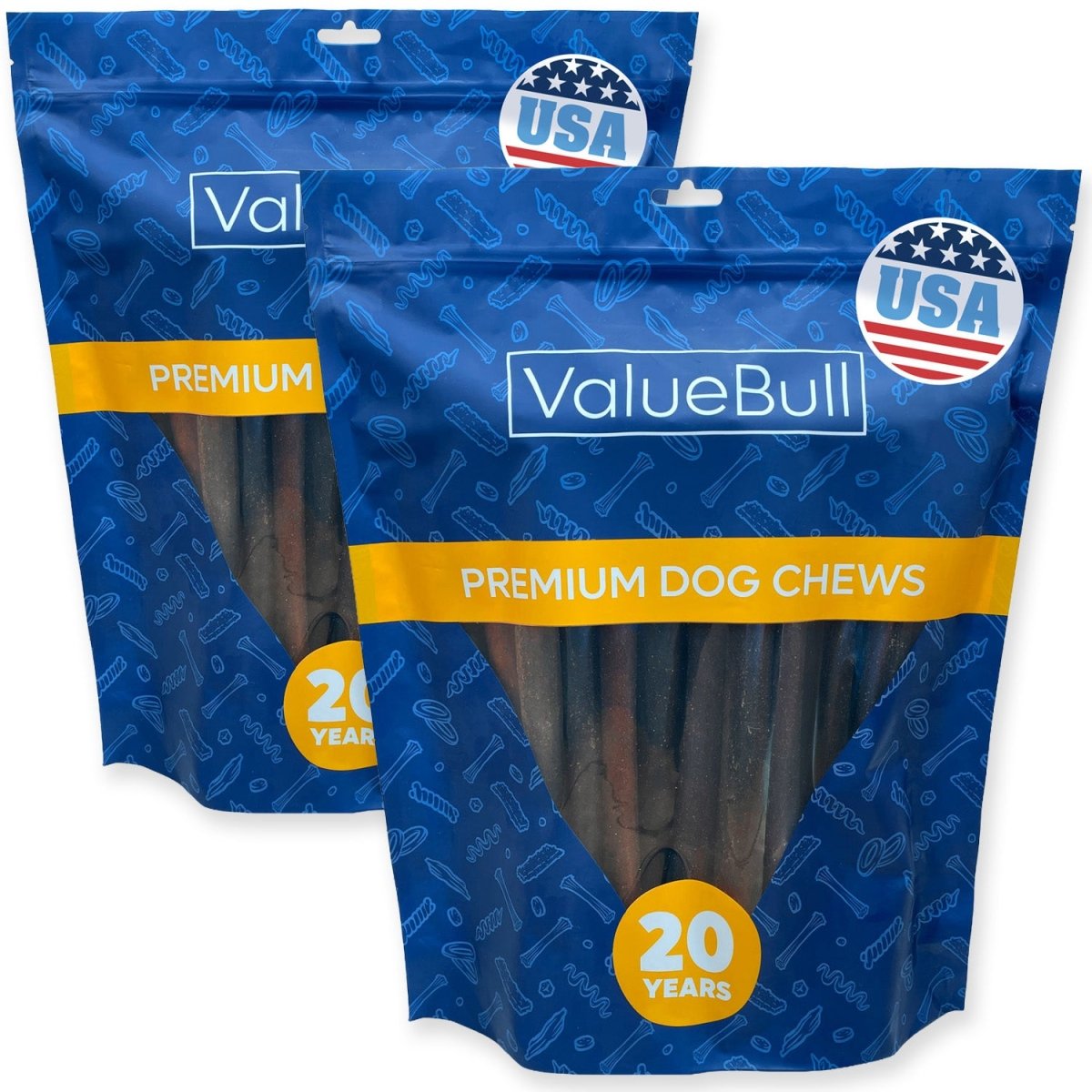 ValueBull USA Collagen Sticks for Dogs, 12 Inch Jumbo Chews, Natural Long-Lasting Dog Treats, 50 Count - ValuePetSupplies