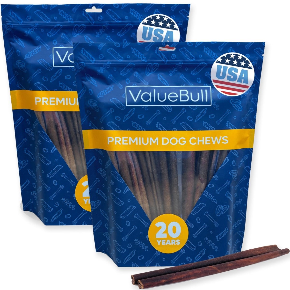 ValueBull USA Beef Collagen Sticks for Dogs, 12 Inch Medium Chew, 50 Count