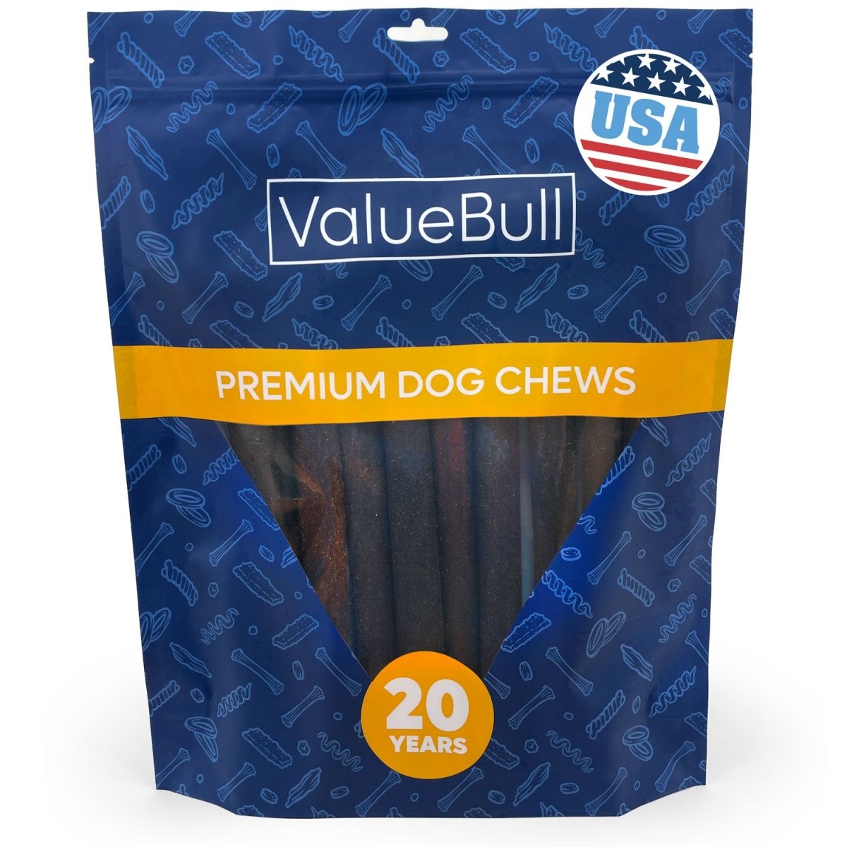 ValueBull USA Collagen Sticks for Dogs, 12 Inch Super Jumbo Chews, Natural Long - Lasting Dog Treats, 10 Count - ValuePetSupplies