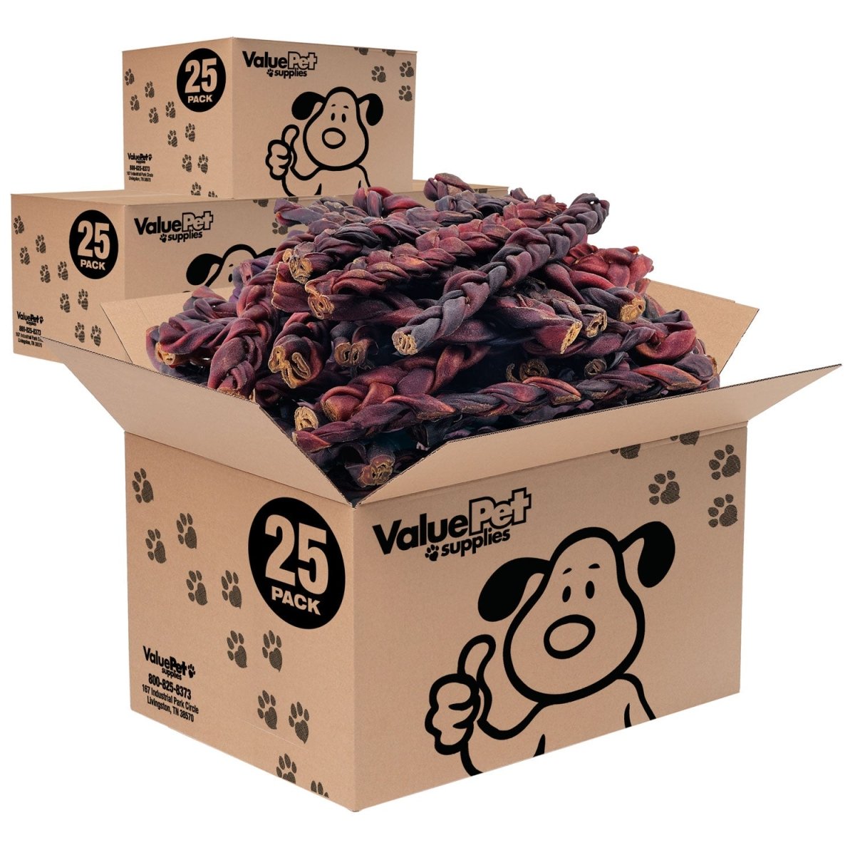 ValueBull USA Collagen Braids, Thick 11 - 12 Inch, 100 Count BULK PACK - ValuePetSupplies