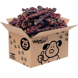 ValueBull USA Collagen Braids, Thick 11 - 12 Inch, 25 Count BULK PACK - ValuePetSupplies