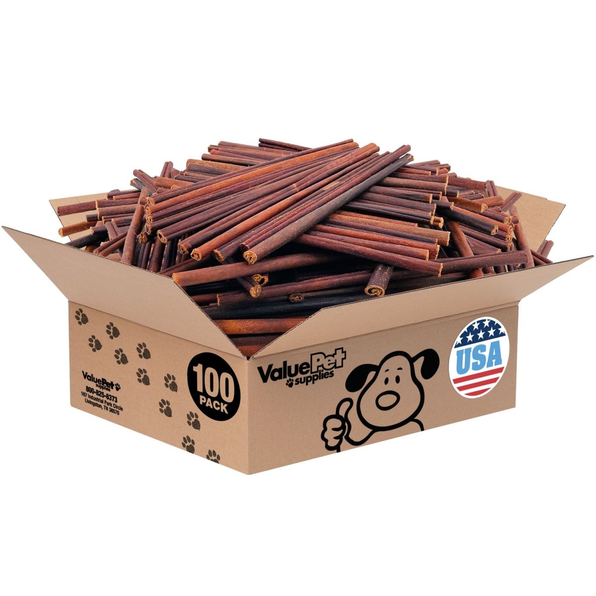 ValueBull USA Collagen Sticks for Small Dogs, 12 Inch Thin Chews, Natural Dog Treats, 100 Count Bulk Pack - ValuePetSupplies