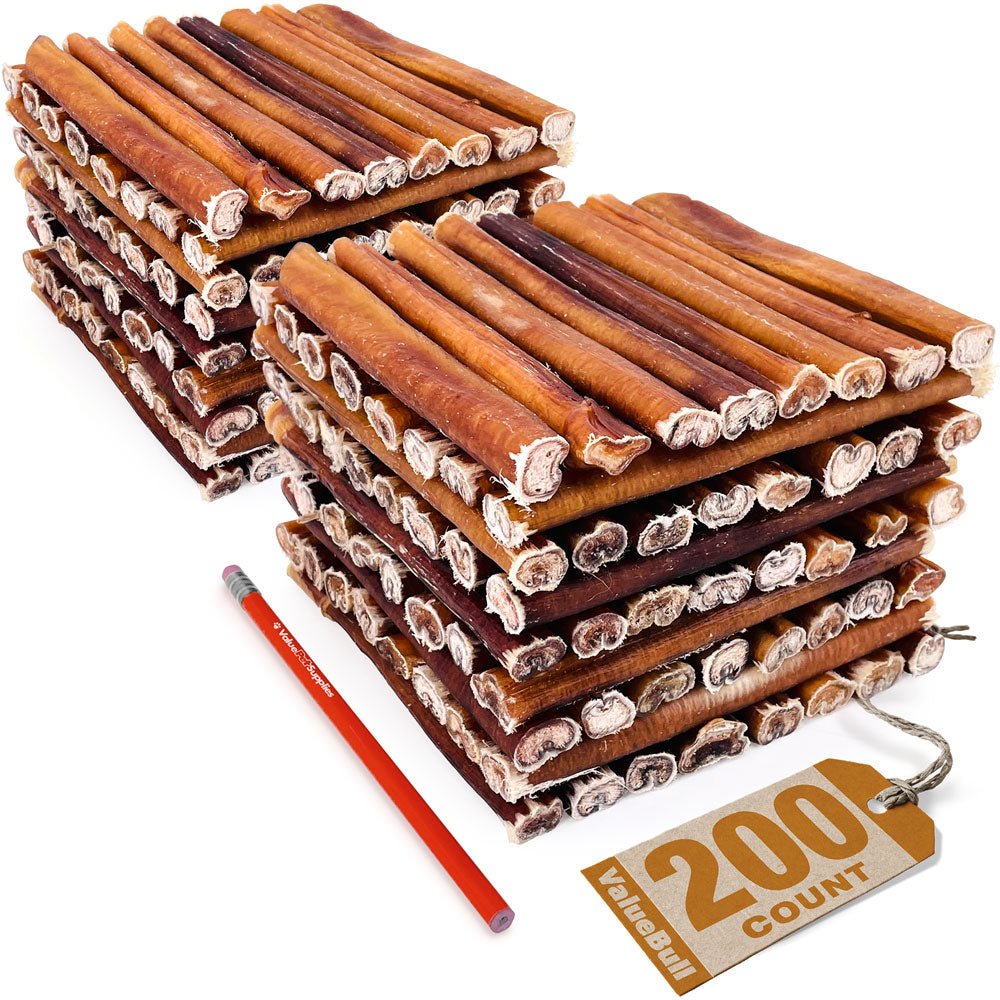 ValueBull USA Bully Sticks for Dogs, Thick 6 Inch, 200 Count Bulk Pack - ValuePetSupplies
