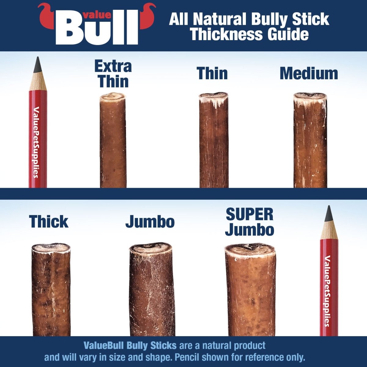 ValueBull USA Bully Sticks for Dogs, Thick 6 Inch, 200 Count Bulk Pack - ValuePetSupplies