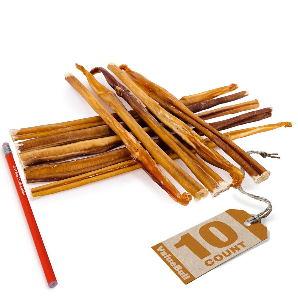 ValueBull USA Bully Sticks for Small Dogs, Thin 12 Inch, 10 Count - ValuePetSupplies