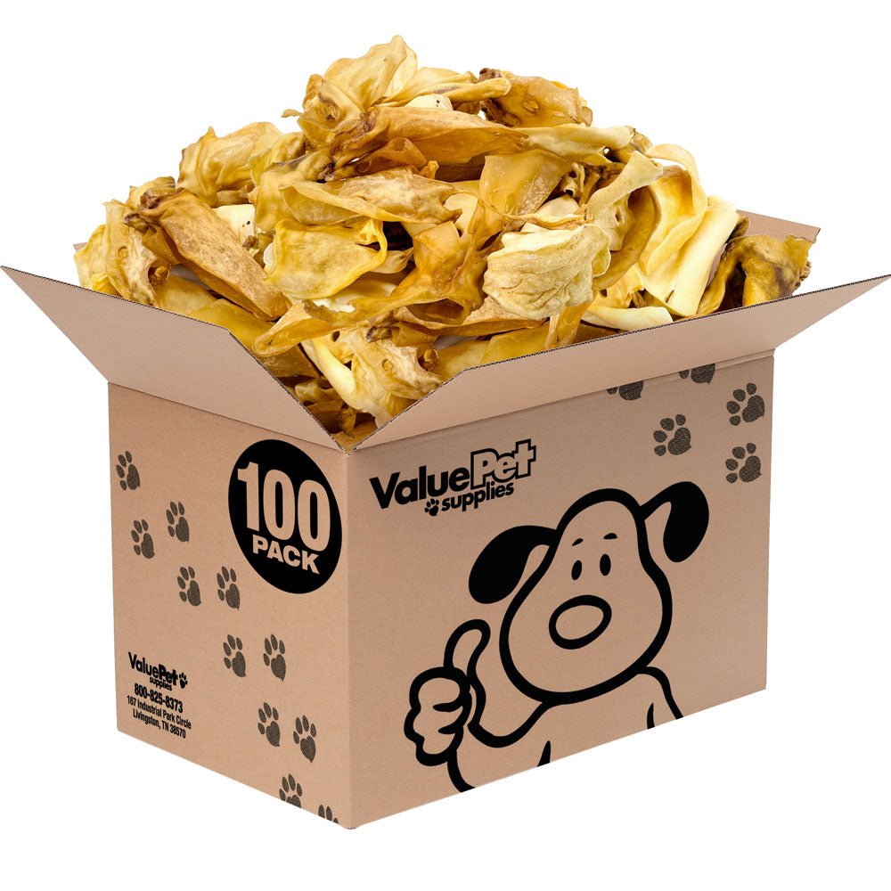 ValueBull Natural Brown Cow Ears, Crunchy Style, Varied Size, Shape & Color, 100 Count BULK PACK - ValuePetSupplies