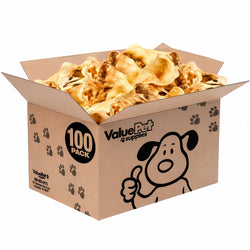 ValueBull Natural Brown Cow Ears, Crunchy Style, Varied Size, Shape & Color, 100 Count Bulk Pack - Varied - 100 Ears