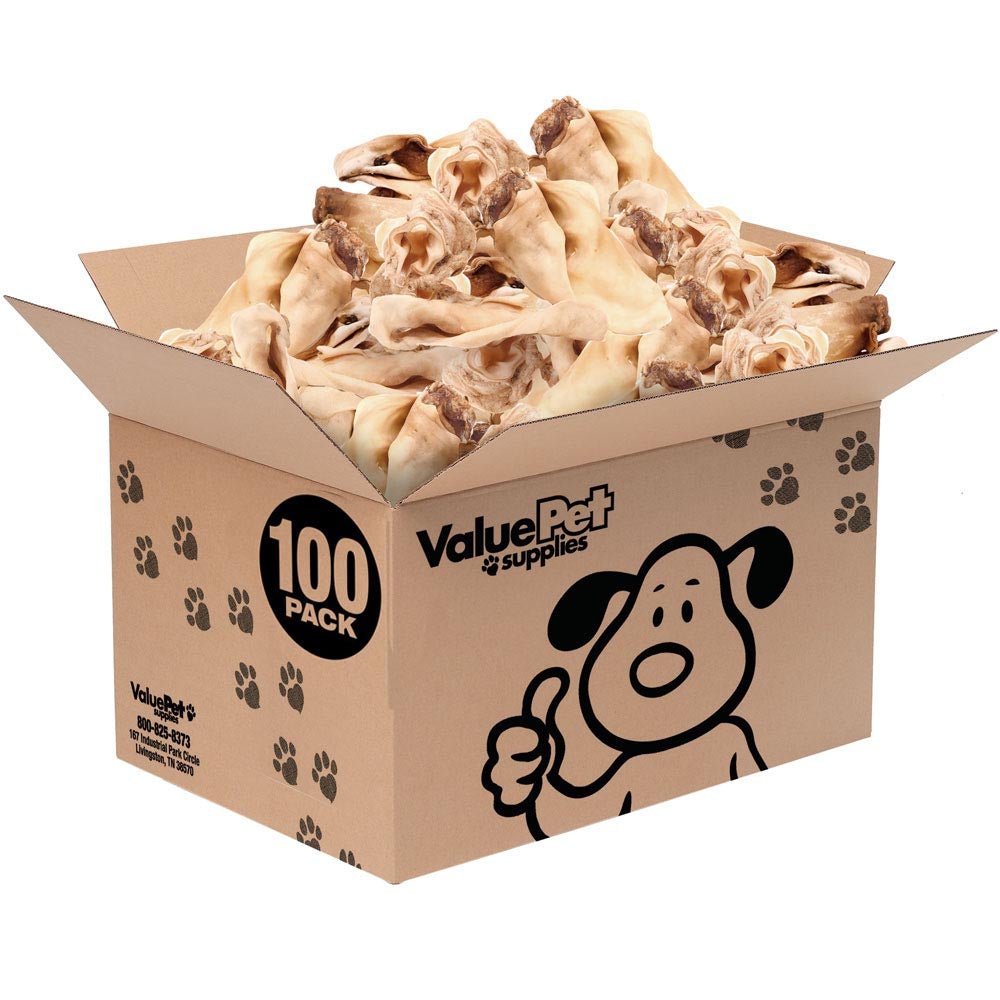 ValueBull Cow Ears, Varied Sizes/Shapes, 100 Count BULK PACK - ValuePetSupplies