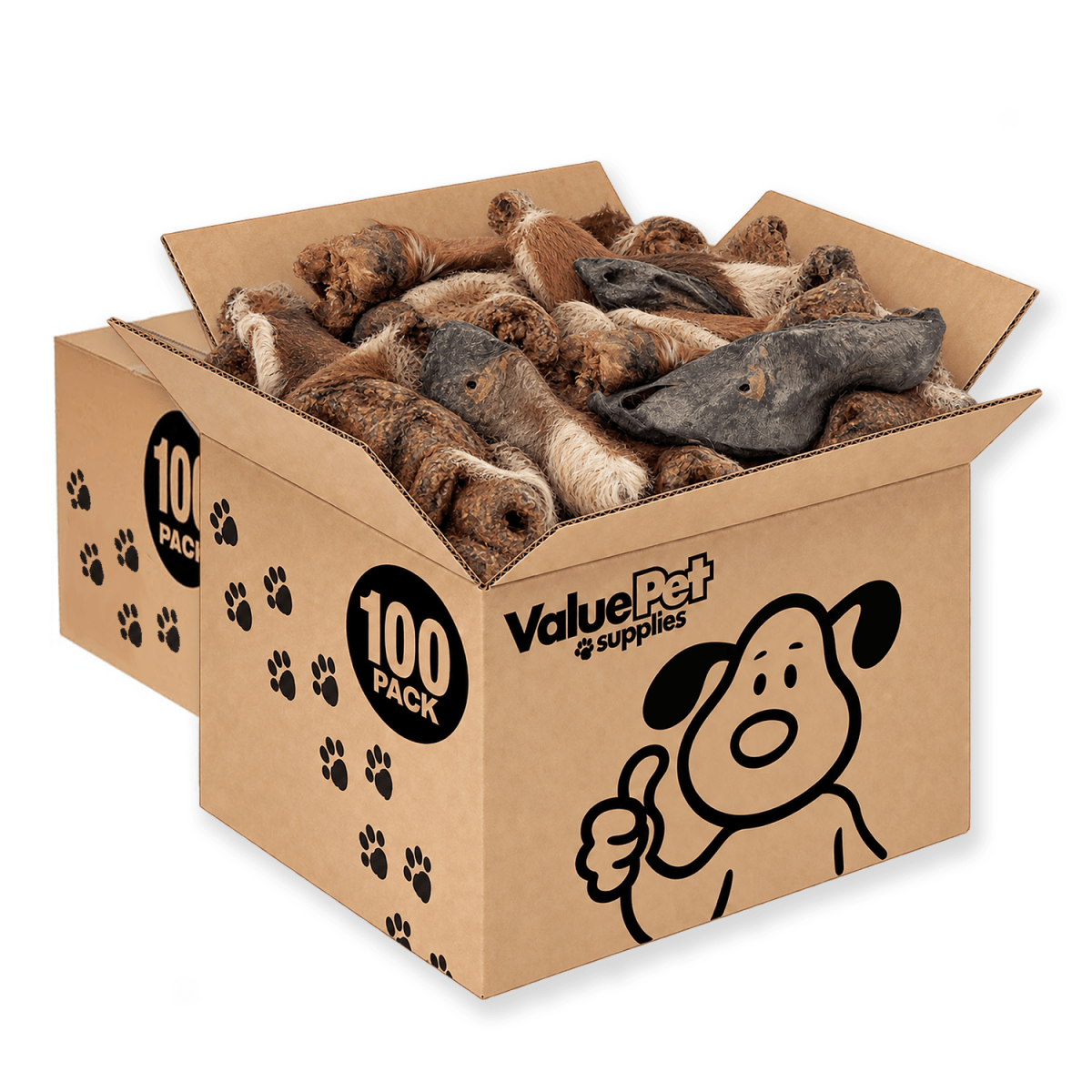 ValueBull Hairy Cow Ears for Dogs, 200 Count Wholesale Pack - ValuePetSupplies
