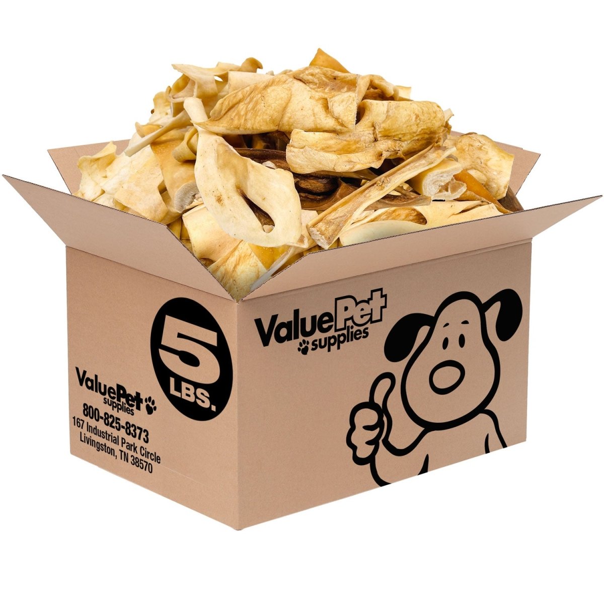 ValueBull Beef Cheek Slices, Long Lasting Dog Chews, Varied Sizes, Shapes, & Colors, 5 Pound BULK PACK - ValuePetSupplies