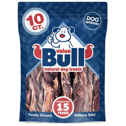 ValueBull Beef Jerky Gullet Braids, Premium Dog Chews, Thick 6 Inch, 10 Count - ValuePetSupplies
