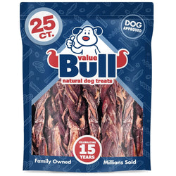 ValueBull Beef Jerky Gullet Braids, Premium Dog Chews, Thick 6 Inch, 25 Count - ValuePetSupplies