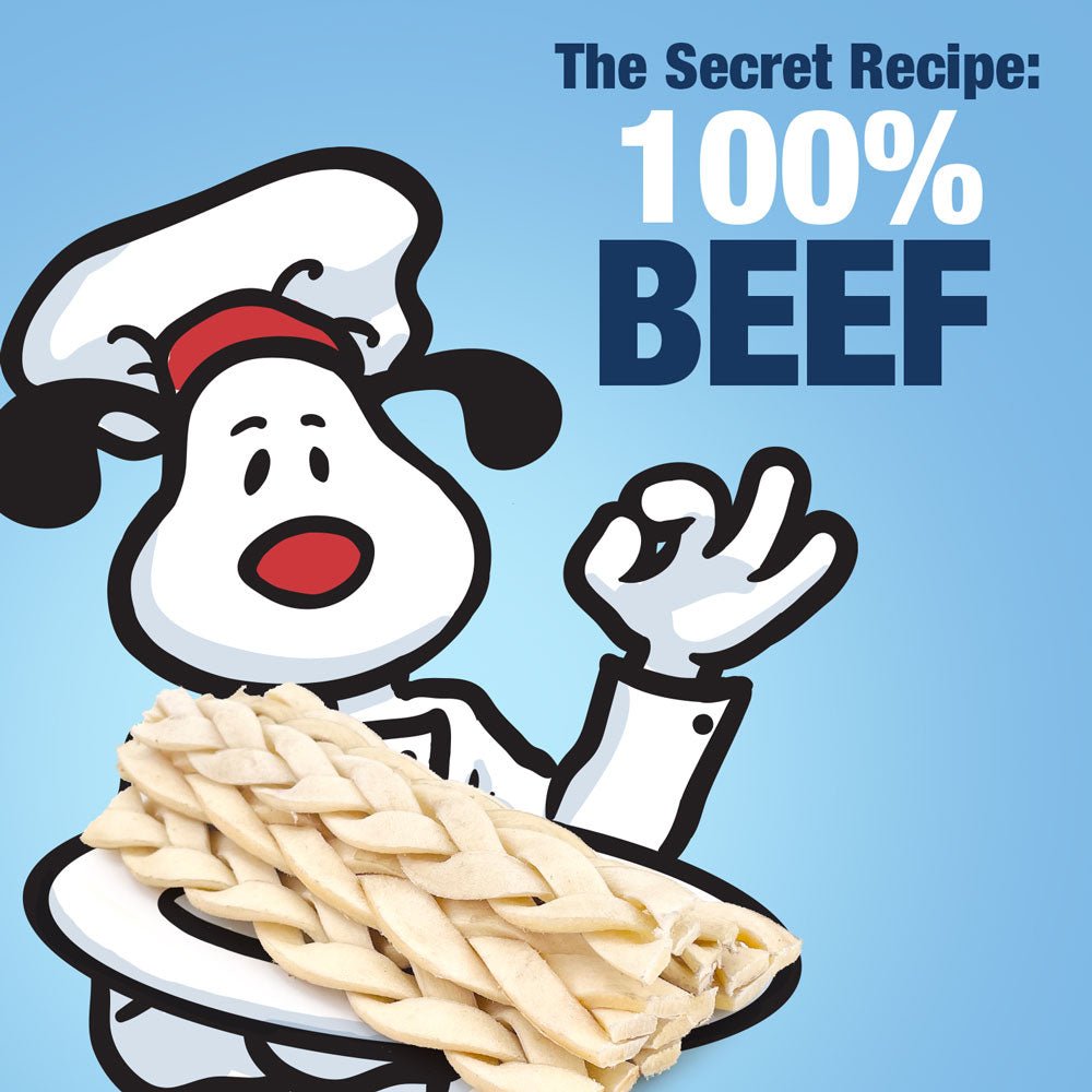 ValueBull Beef Cheek Braids, Long Lasting Dog Chews, 5 - 6 Inch, 200 Count BULK PACK - ValuePetSupplies