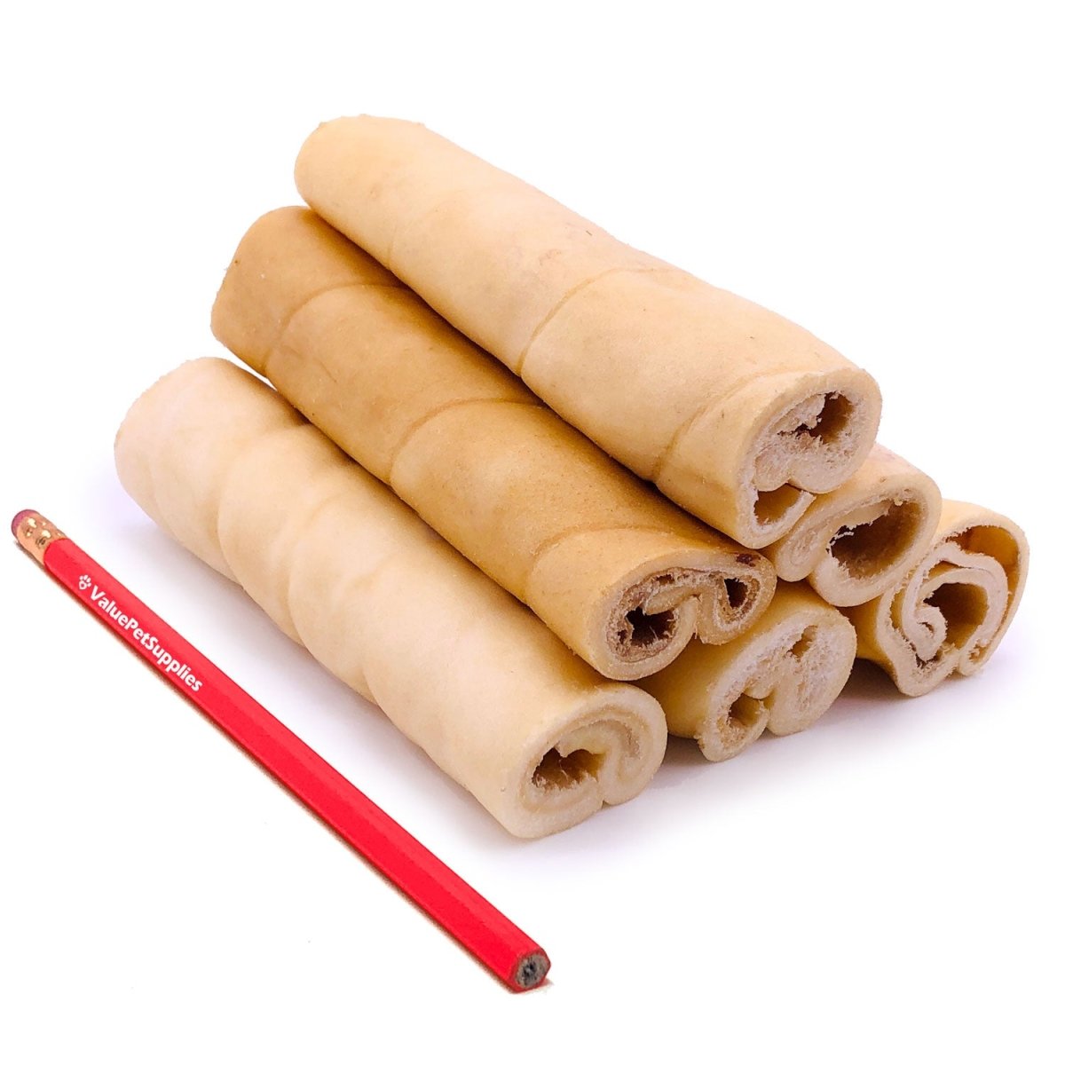 ValueBull Beef Cheek Rolls, Long Lasting Dog Chews, Jumbo 5 - 6 Inch, 25 Count BULK PACK - ValuePetSupplies