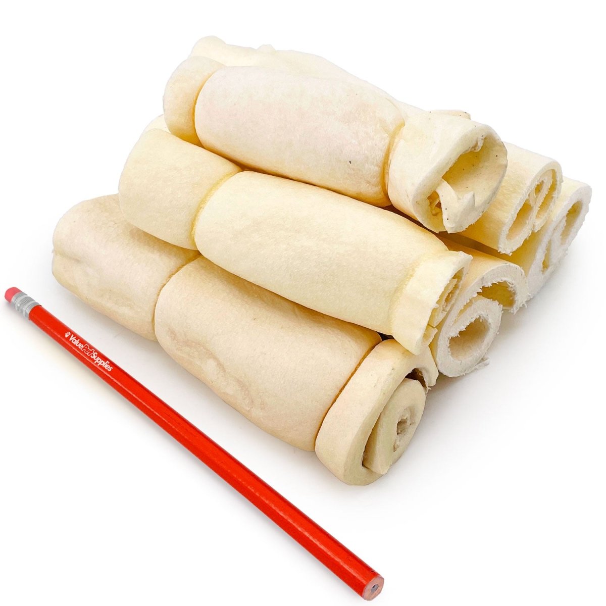 ValueBull Beef Cheek Rolls, Dog Chews, Varied Shapes, 6 Inch, 10 Pounds Bulk Pack - ValuePetSupplies