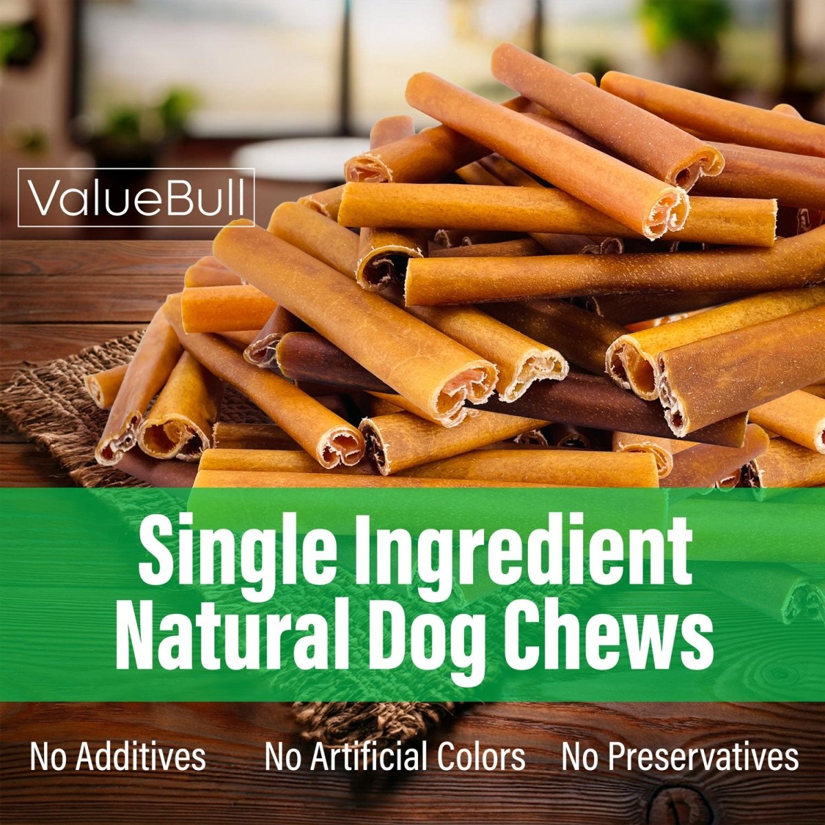 ValueBull Buffalo Collagen Sticks for Dogs, 6 Inch Jumbo Chews, Natural Long - Lasting Dog Treats, 100 Count Bulk Pack - ValuePetSupplies