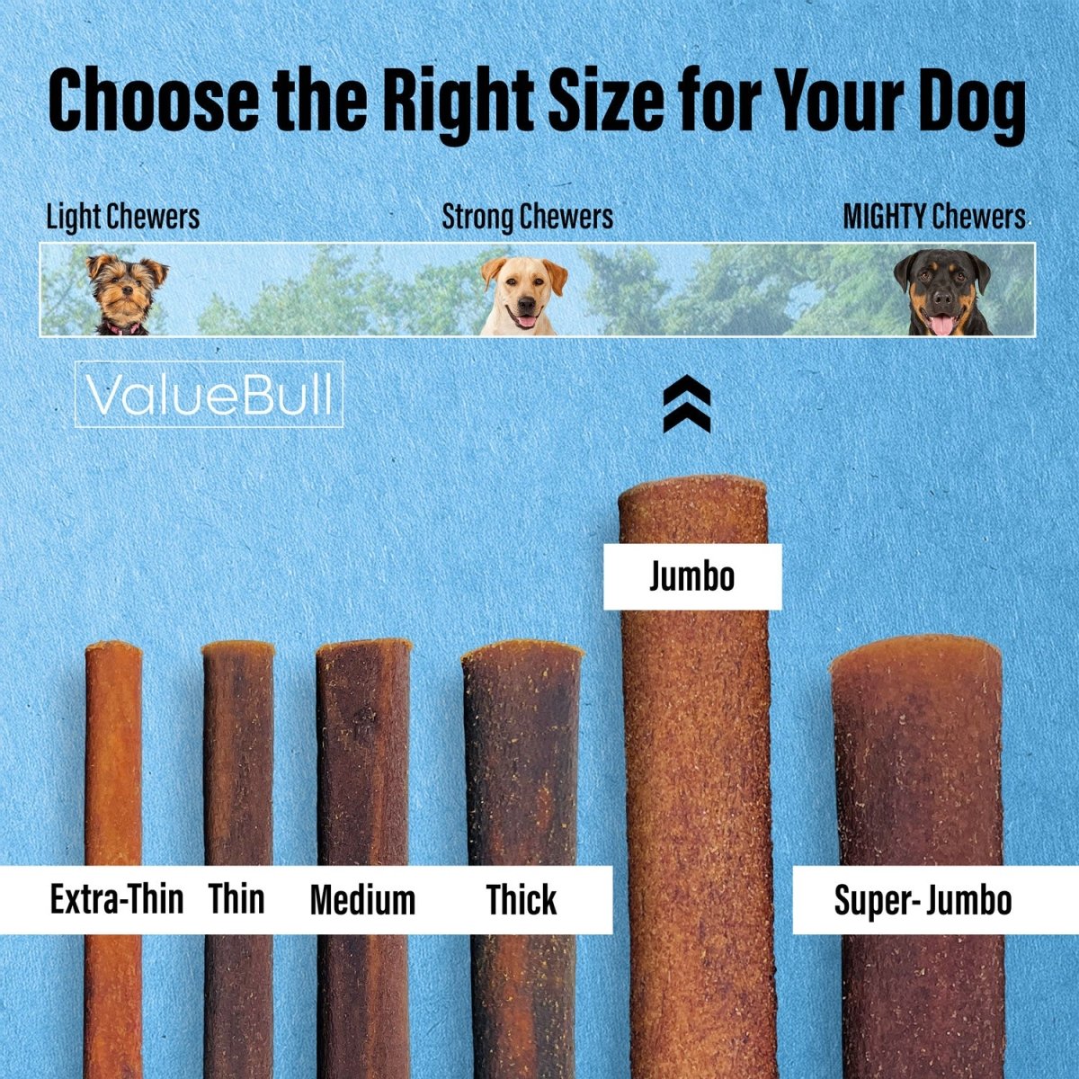 ValueBull Collagen Sticks for Dogs, 6 Inch Jumbo Chews, Natural Long - Lasting Dog Treats, 50 Count - ValuePetSupplies