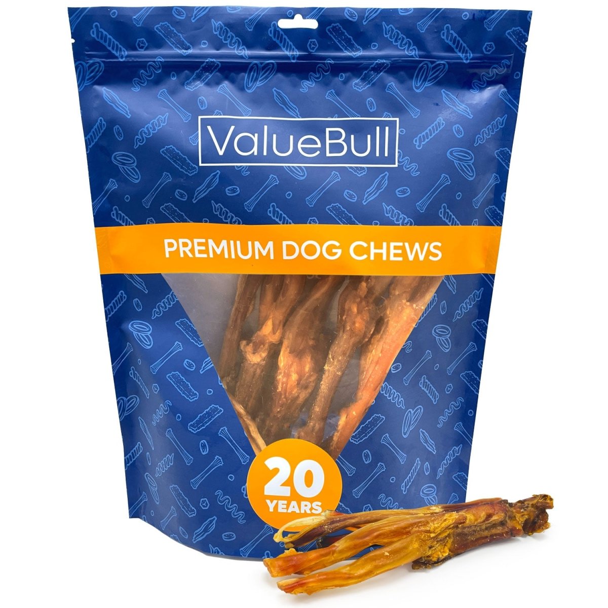 ValueBull Beef Tendons For Dogs, Jumbo, Varied Shapes, 1 Pound - ValuePetSupplies