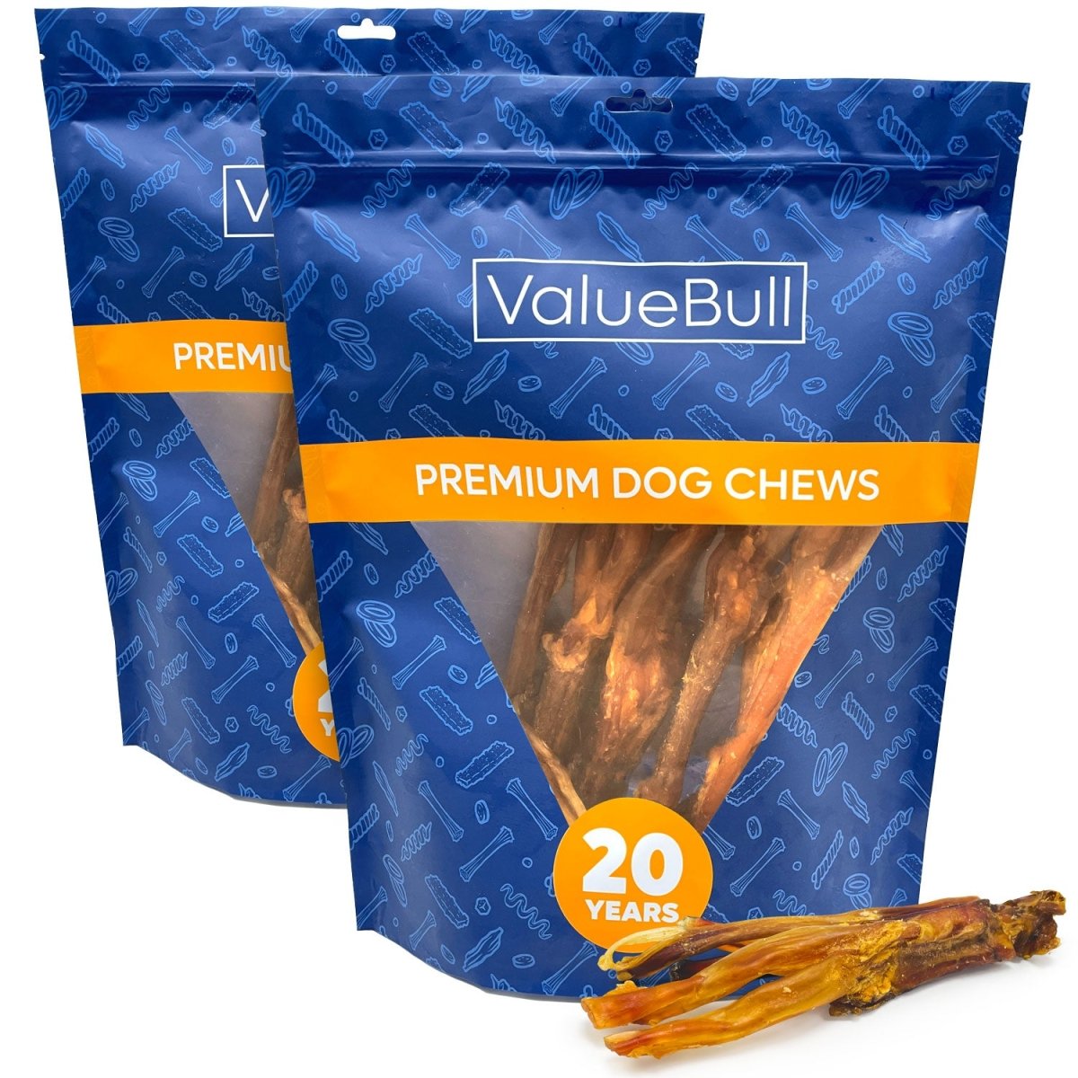 ValueBull Beef Tendons For Dogs, Jumbo, Varied Shapes, 2 Pounds - ValuePetSupplies