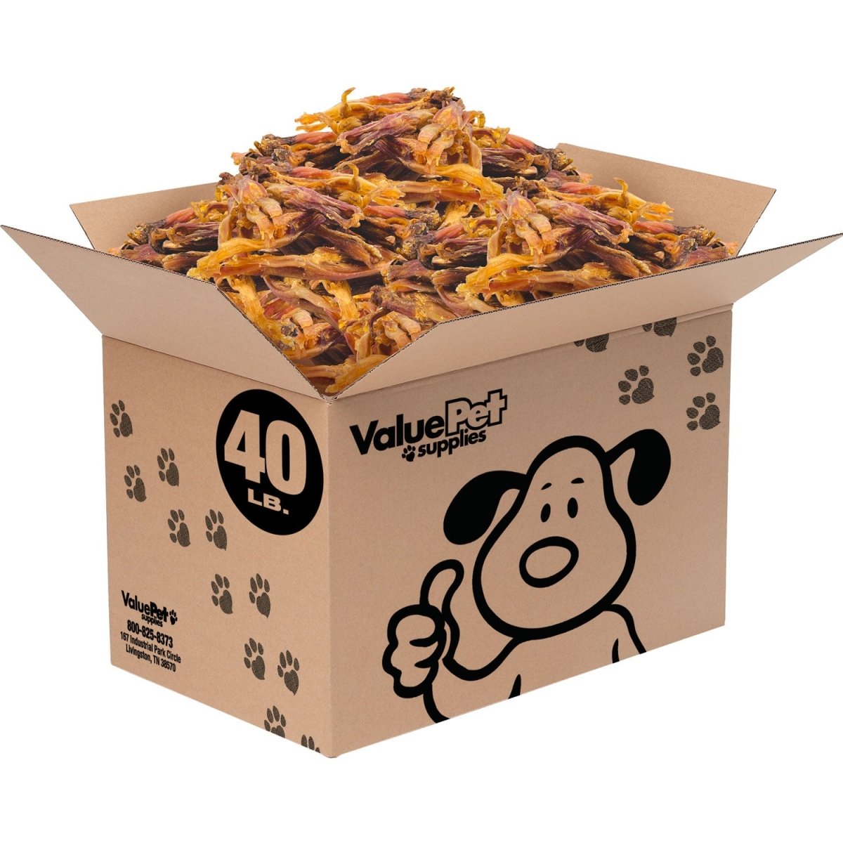 ValueBull Beef Tendons For Dogs, Varied Shapes, 40 Pound Wholesale Pack - ValuePetSupplies