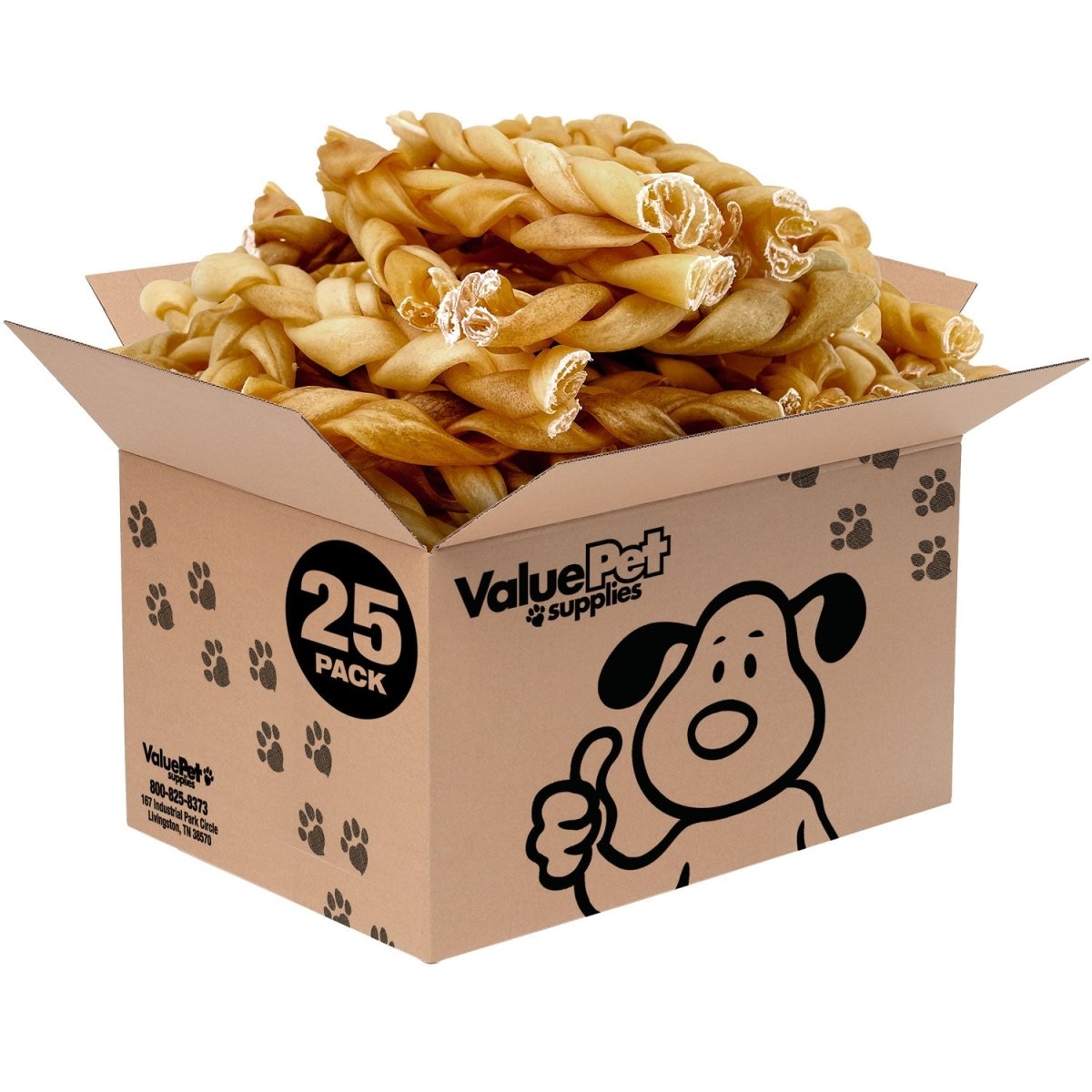 ValueBull Buffalo Collagen Braided Sticks, Bully Sticks & Rawhide Alternative, Medium 6 Inch, 25 ct BULK PACK - ValuePetSupplies