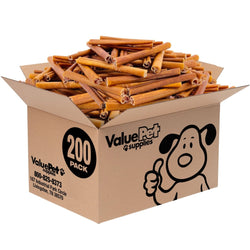ValueBull Buffalo Collagen Sticks for Dogs, 6 Inch Medium Chews, Natural Long - Lasting Dog Treats, 200 Count BULK PACK - ValuePetSupplies