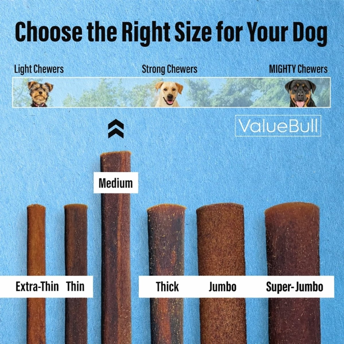 ValueBull Buffalo Collagen Sticks for Dogs, 6 Inch Medium Chews, Natural Long-Lasting Dog Treats, 50 Count - Medium - 50 Sticks