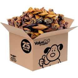 ValueBull Collagen Braids, Thick 5 - 6 Inch, 25 Count BULK PACK - ValuePetSupplies