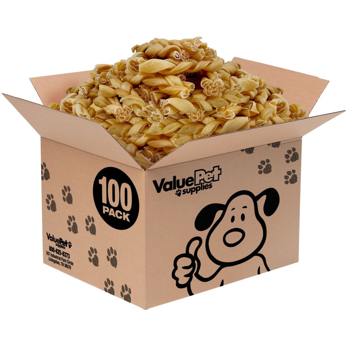 ValueBull Buffalo Collagen Braided Sticks, Bully Sticks & Rawhide Alternative, Thick 6 Inch, 100 ct BULK PACK - ValuePetSupplies