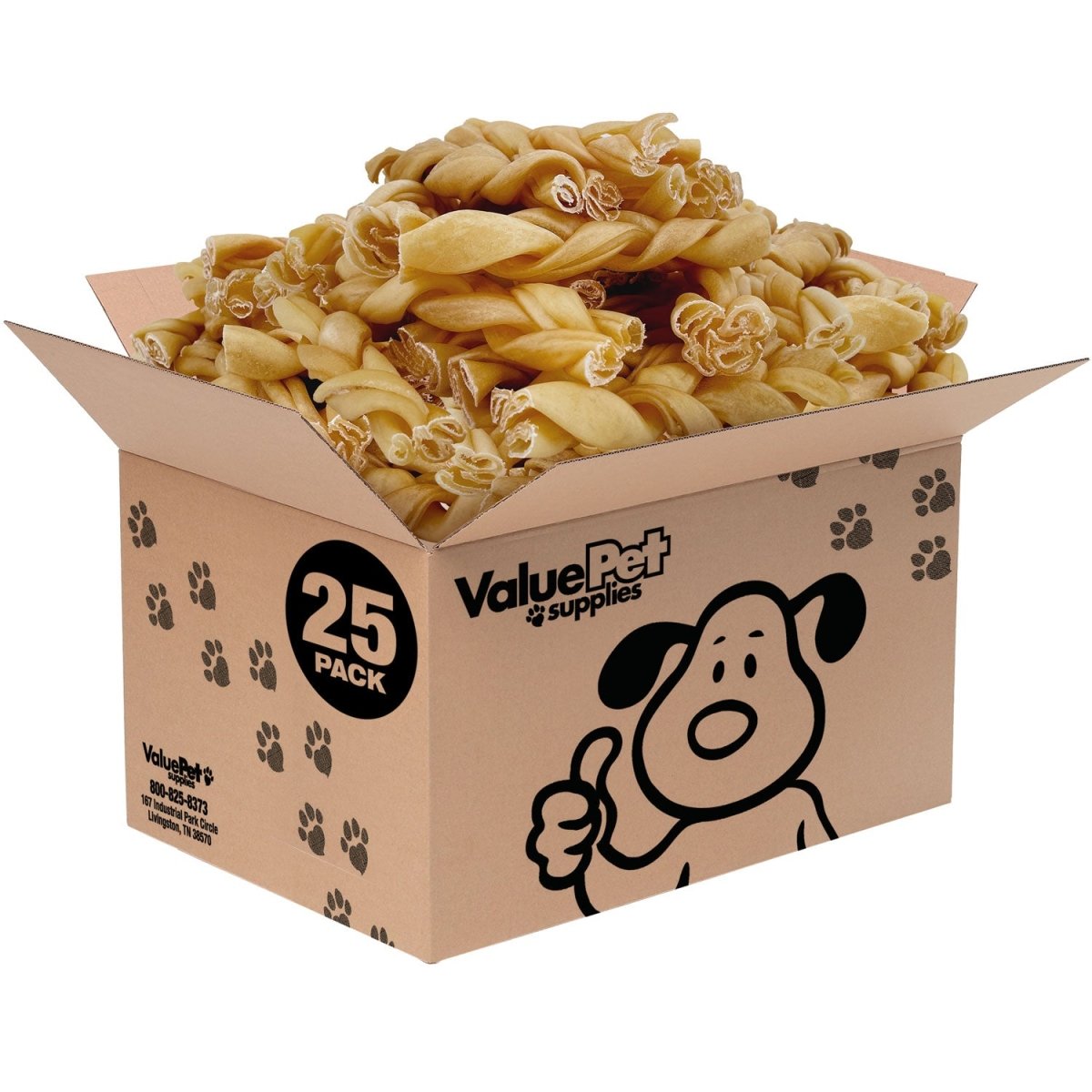 ValueBull Buffalo Collagen Braided Sticks, Bully Sticks & Rawhide Alternative, Thick 6 Inch, 25 Count BULK PACK - ValuePetSupplies