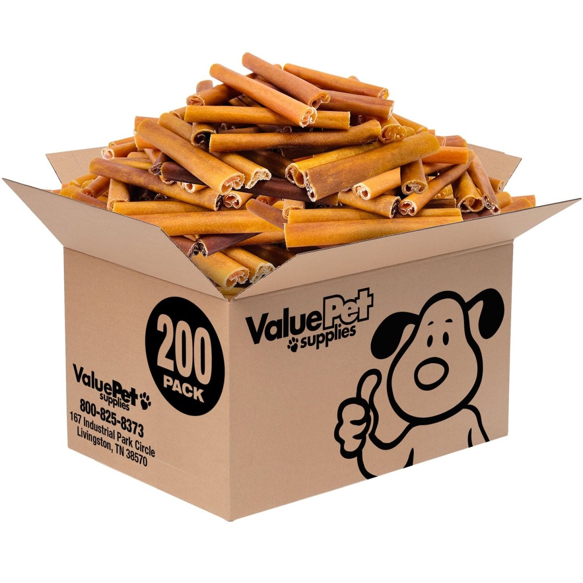 ValueBull Buffalo Collagen Sticks for Dogs, 6 Inch Thick Chews, Natural Long - Lasting Dog Treats, 200 Count BULK PACK - ValuePetSupplies
