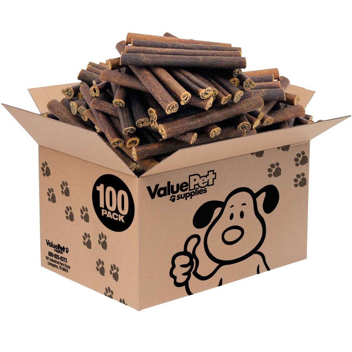 ValueBull Collagen Sticks For Dogs, Bully Sticks & Rawhide Alternative, Thick 6 Inch, 100 Count BULK PACK - ValuePetSupplies