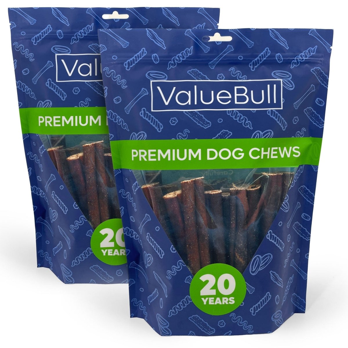 ValueBull Collagen Sticks For Dogs, Bully Sticks & Rawhide Alternative, Thick 6 Inch, 50 Count - ValuePetSupplies