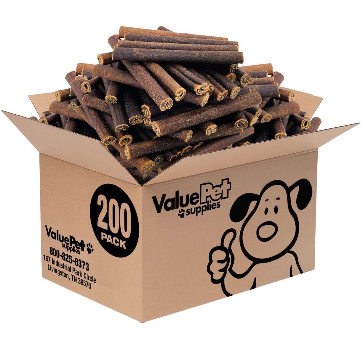 ValueBull Collagen Sticks For Dogs, Bully Sticks & Rawhide Alternative, Thick 6 Inch, 200 Count BULK PACK - ValuePetSupplies