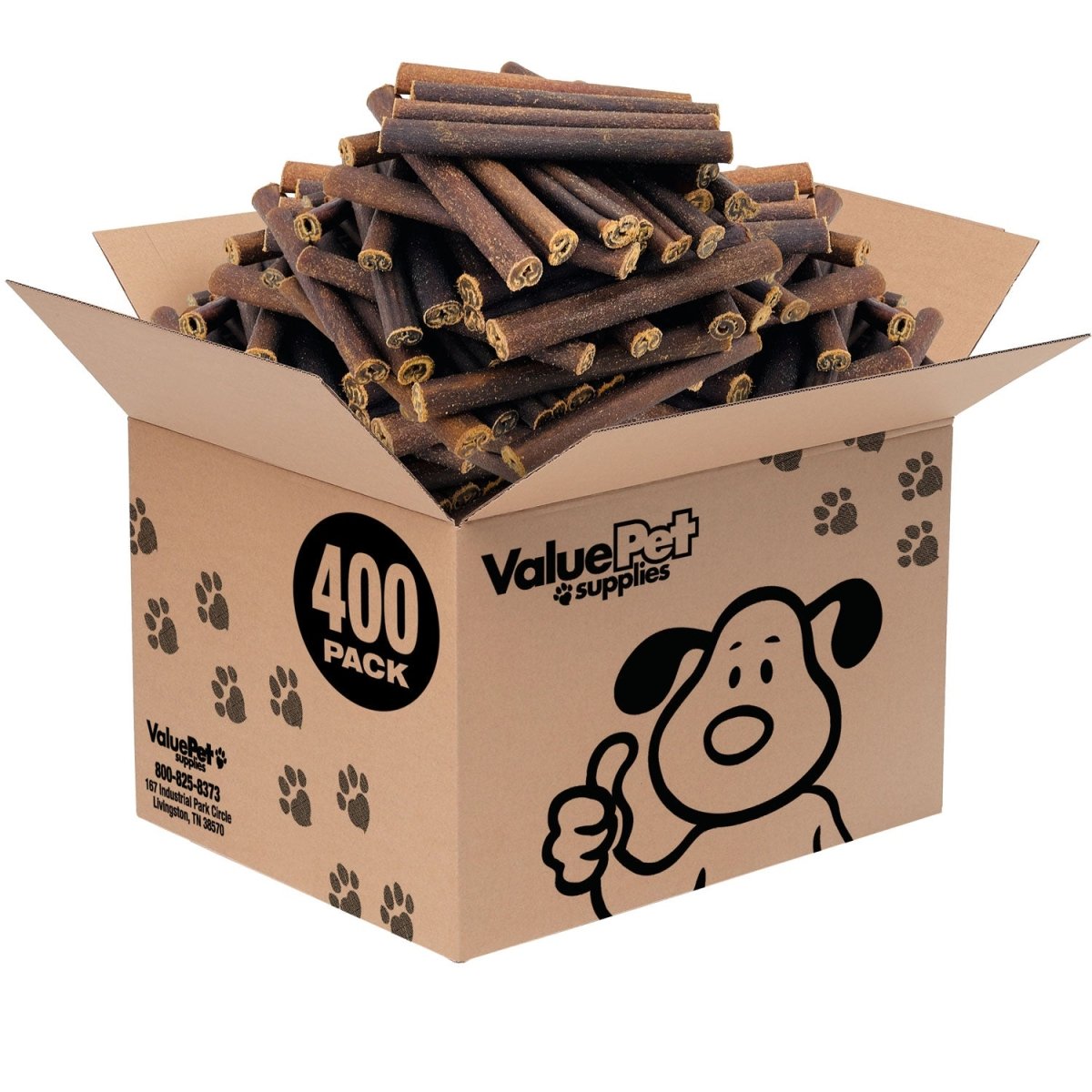 ValueBull Collagen Sticks For Dogs, Bully Sticks & Rawhide Alternative, Thick 6 Inch, 400 Count WHOLESALE PACK - ValuePetSupplies