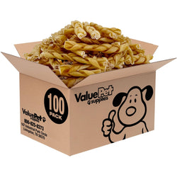 ValueBull Buffalo Collagen Braided For Dogs, Bully Sticks & Rawhide Alternative, Thin 6 Inch, 100 ct BULK PACK - ValuePetSupplies