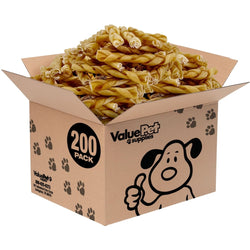 ValueBull Buffalo Collagen Braided For Dogs, Bully Sticks & Rawhide Alternative, Thin 6 Inch, 200 ct BULK PACK - ValuePetSupplies