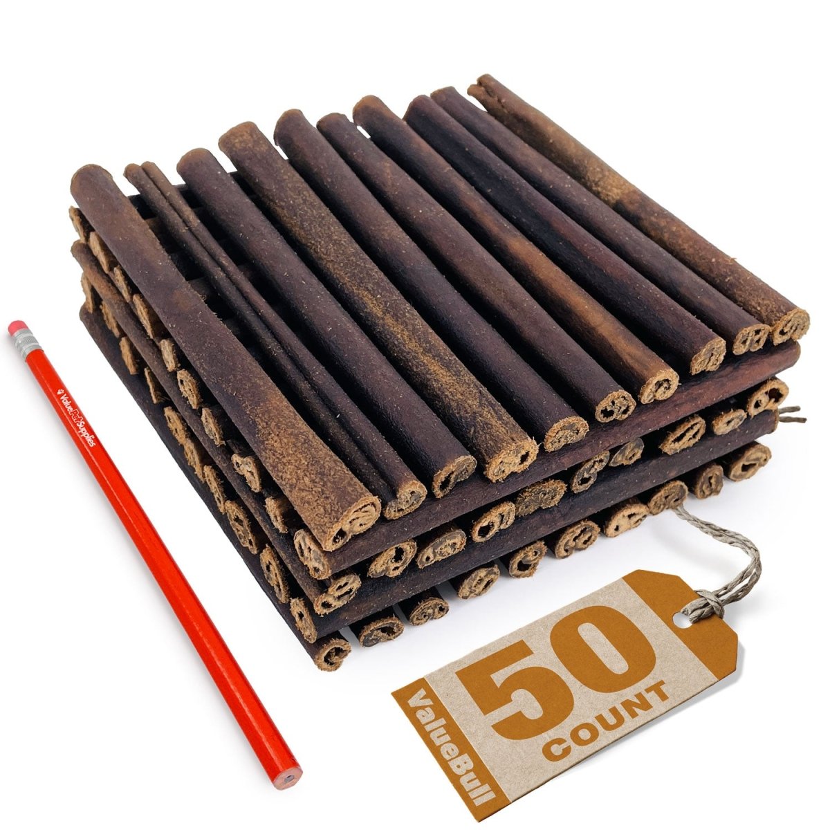 ValueBull Collagen Sticks For Small Dogs, Bully Sticks & Rawhide Alternative, Thin 6 Inch, 50 Count - ValuePetSupplies