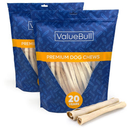 ValueBull USA Retriever Rolls for Small Dogs, Premium Rawhide, Thin 5 - 6 Inch, 50 Count - ValuePetSupplies