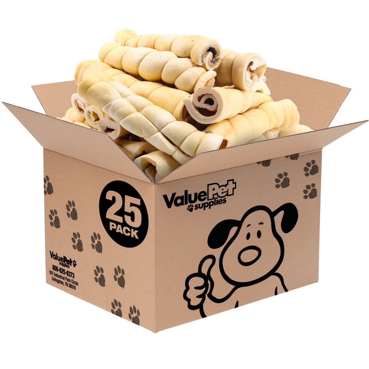 ValueBull Beef Cheek Rolls, Long Lasting Dog Chews, Jumbo 9 - 10 Inch, 25 Count BULK PACK - ValuePetSupplies