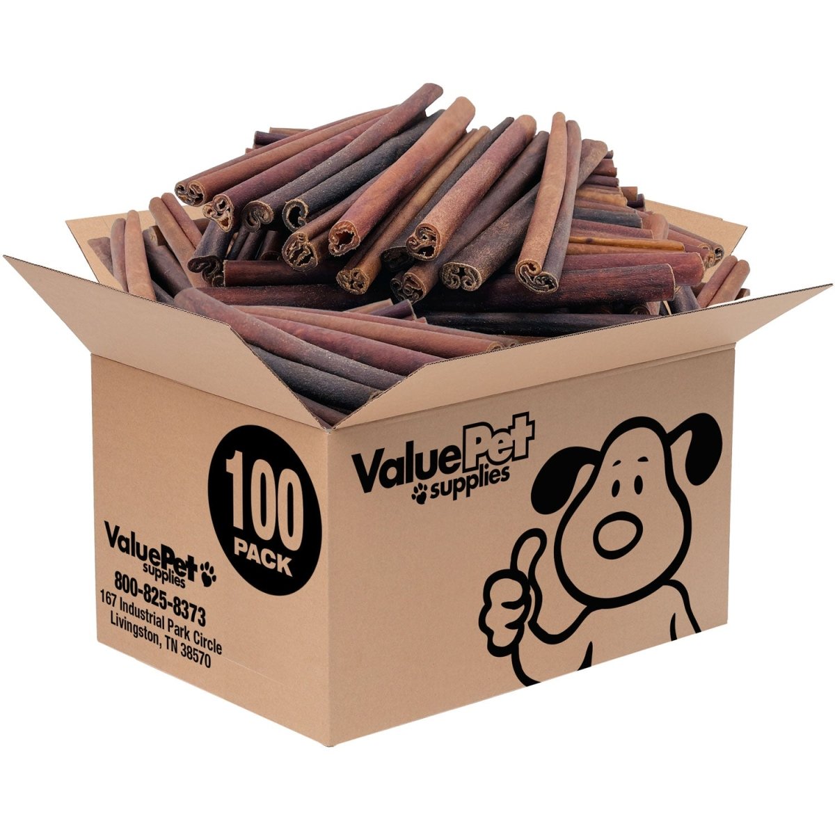 ValueBull Collagen Sticks For Dogs, Bully Sticks & Rawhide Alternative, Jumbo 12 Inch, 100 Count BULK PACK - ValuePetSupplies